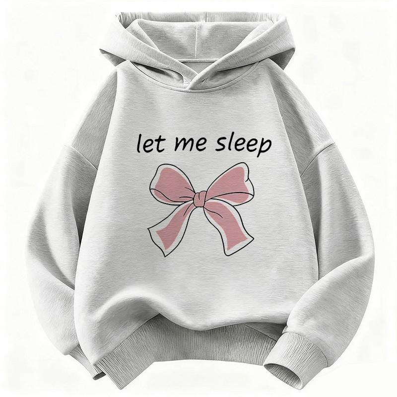 Let Me Sleep Kapuzenpullover mit Schleifen-Design für Kinder Kinder-Sweatshirt mit Kapuze für Jungen Mädchen Herbst Winter Freizeit-Kapuzenpullover