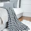 Black and White Houndstooth Bed Runner and Throw with Tassels