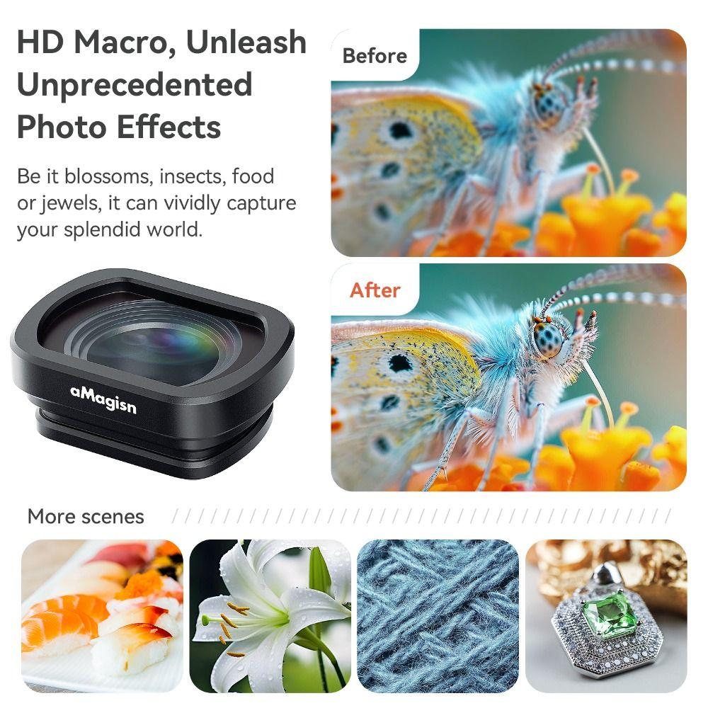 Magnetic Macro Lens Optical Glass Camera Lens for DJI Osmo Pocket 3 Action Camera Accessories