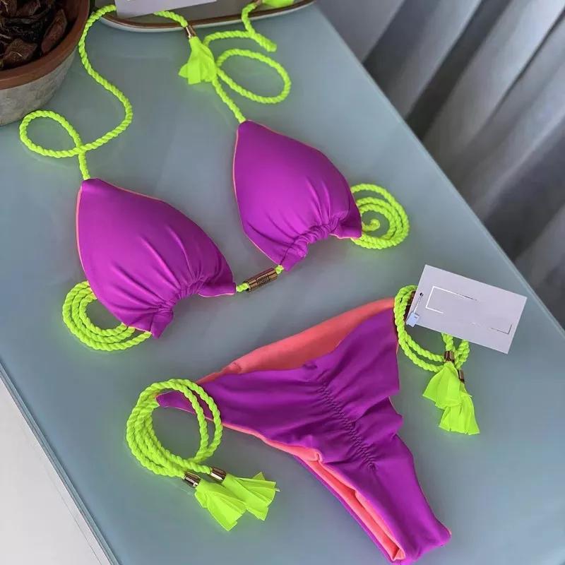 Summer Sexy Push Up Swimwear Women Brazilian Bikini Leopard Swimsuit Halter Biquini Holiday Two Pieces Bathing Suit