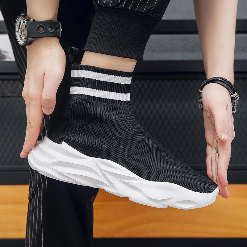 Мужские носки и туфли на весну и лето, средней длины, дышащая спортивная и повседневная обувь из сетчатой ткани, легкая обувь на платформе, универсальная модная обувь
