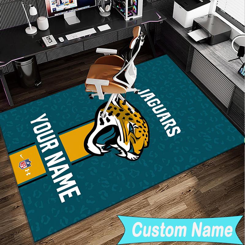 Custom Name Rug Jacksonville Team Spirit Area Rug Suitable for Indoor And Outdoor,Carpets for Homes, Offices,Living Rooms,Home Decor,Christmas Gift