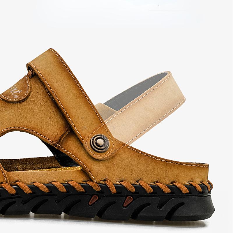 Fashion Genuine Leather Men's Sandals Soft Comfor Slippers Men Summer Outdoor Beach Shoes Designer High Quality Men Sandalias Plus Size