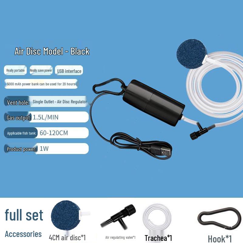 USB Rechargeable Silent Submersible Fish Tank Aerator Pump for Outdoor and Indoor Use