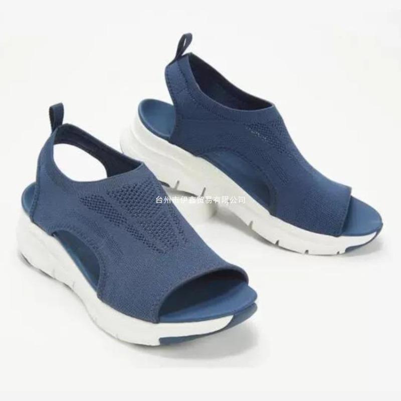 New Sandals Women's Autumn and Summer Mesh Thick-soled Foot Cover Fish Mouth Flying Weaving Casual Sports Large-size Women's Shoes