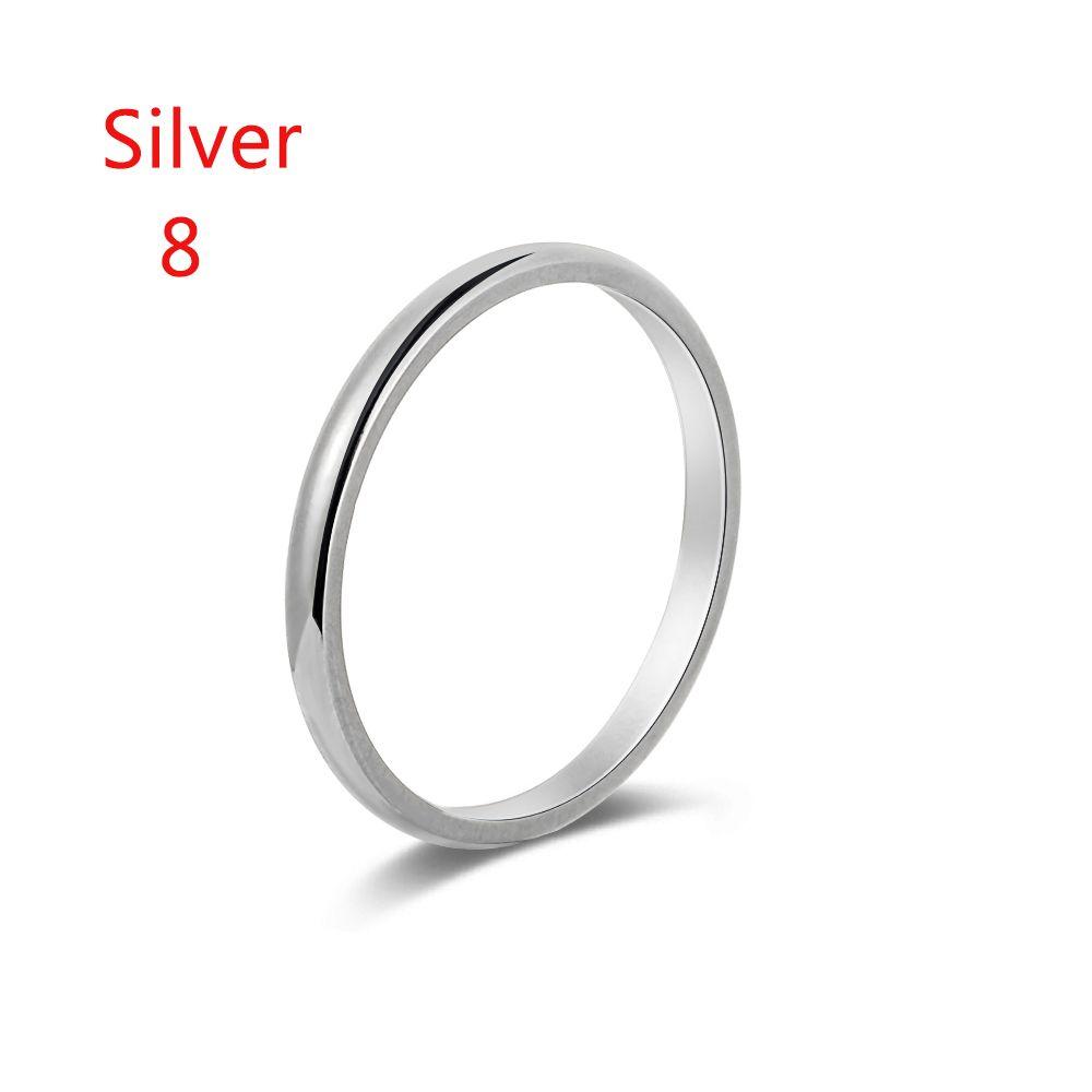 Women Girl Size 3-10 Party Jewelry 2MM Thin Ring Stainless Steel Plain Band Finger Knuckle