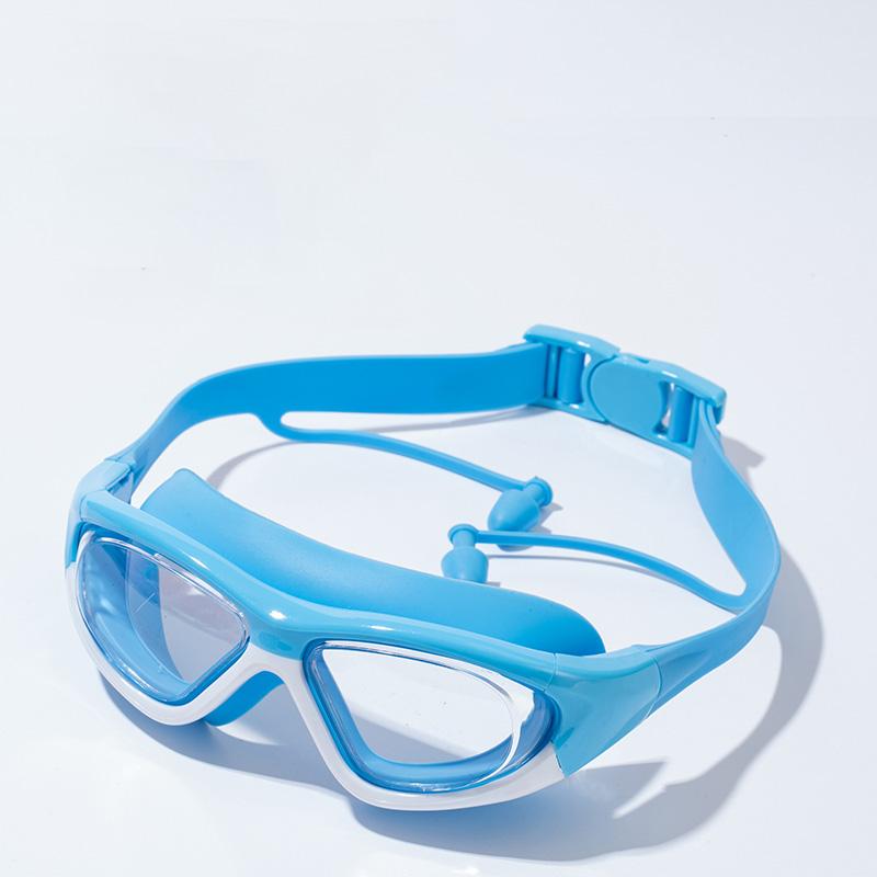 Детские водонепроницаемые и противотуманные очки для плавания с большой оправой, удобные очки, силиконовые беруши