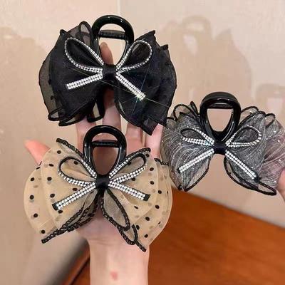 Модная женская кружевная заколка-бант в корейском стиле с бабочкой, элегантные атласные заколки для волос, аксессуары для волос в виде конского хвоста для девочек