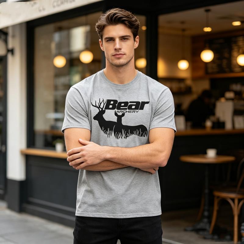 Bear Archery Deer Graphic T Shirt for Unisex Casual Cotton Short Sleeve Tee Hunting Outdoor Print Top Y2k Top Harajuku Oversized