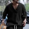 Men'S Large V-Neck Loose Casual Short Sleeved Shirt Sports Top