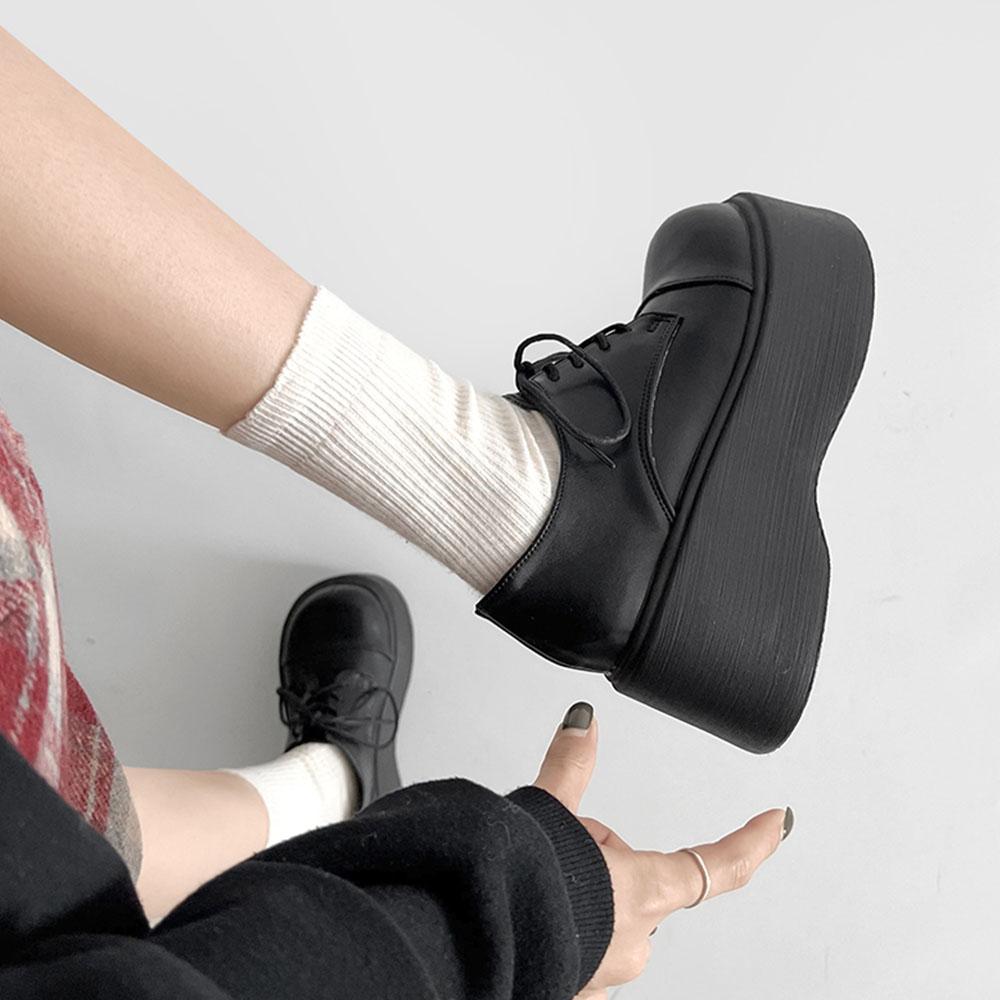 Готические туфли на платформе с танкеткой, женские туфли-лодочки, женские мокасины на шнуровке, панк-нарядные, офисные, черные, новые весенние женские туфли