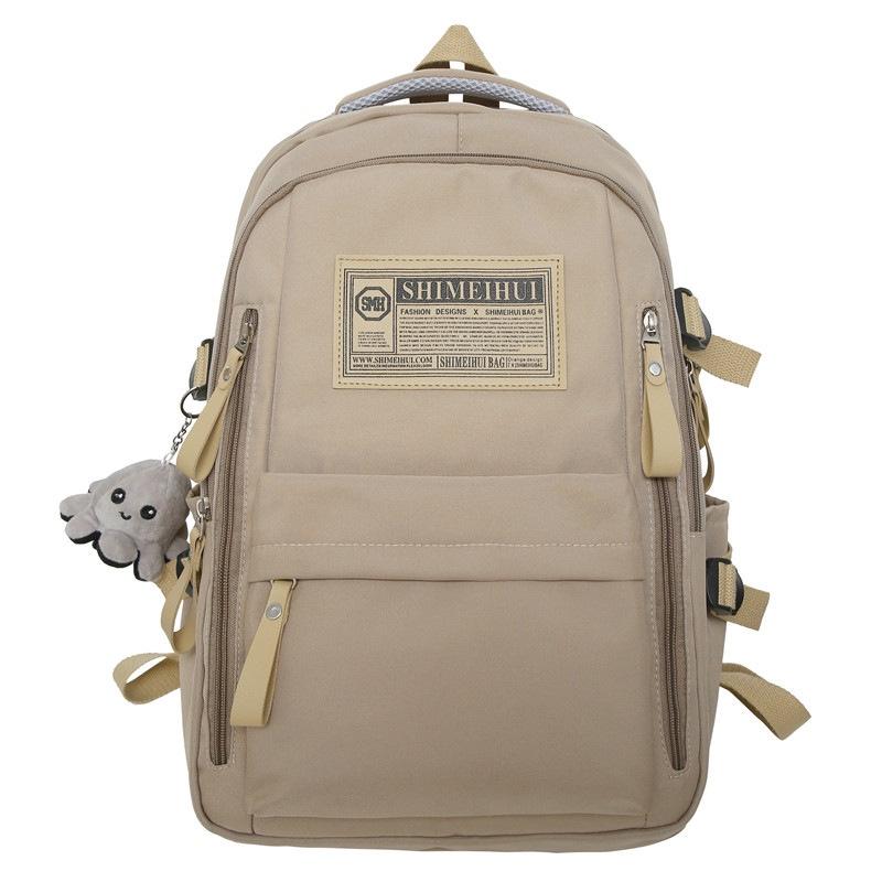 Ulzzang Canvas Backpack For Girls Korean Style Fashionable Streetwear Nylon Material Cow Print Design