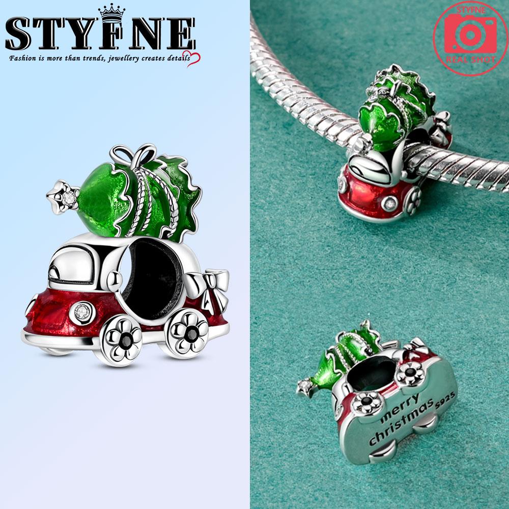 Медная Снежинка Рождественская Елка Средний Подарок Зеленый Олень Шармы Бусины Бренд Браслет Изысканный DIY Изготовление Украшений Женский Подарок