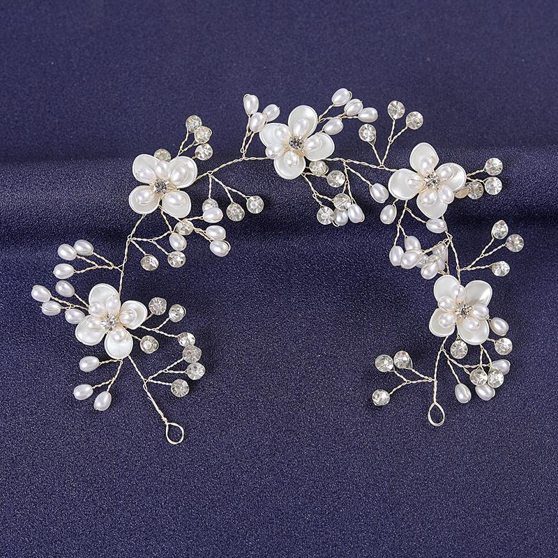 Серебристый цвет Кристальная повязка для волос для женщин Выпускной Жемчуг Стразы Ободок Свадебные аксессуары для волос Ювелирные изделия Ободок Тиары