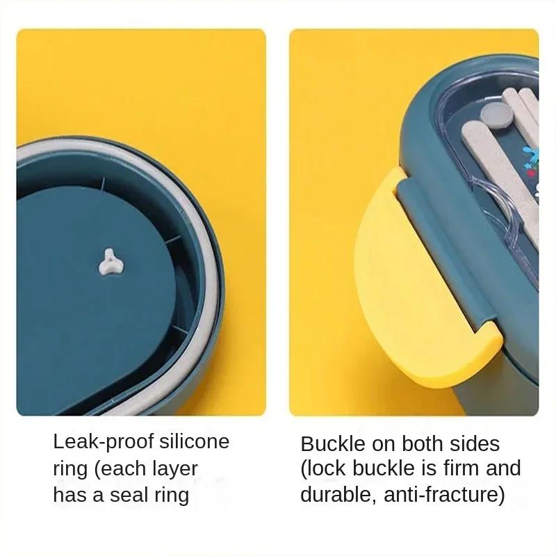 Детская школьная портативная сумка для бенто-бокса, контейнер для хранения еды и столовой посуды для офиса, герметичный ланч-бокс из пшеничной соломы для микроволновой печи