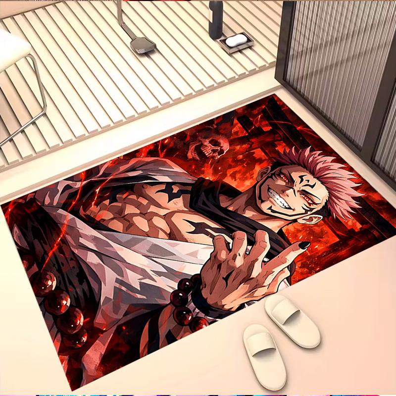 Jujutsu Kaisen Print Rug, Washable Floor Carpet, For Entryway Dorm Laundry Room Office Study, Home Decor Birthday Christmas Gift