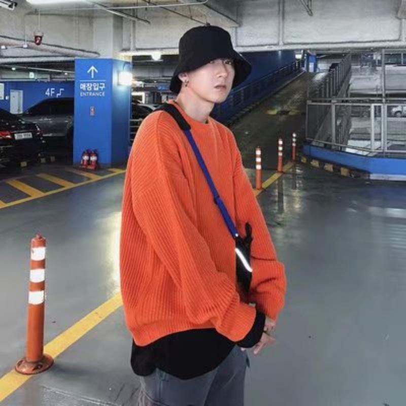 14 цветов мужской осенне-зимний корейский стиль однотонный круглый ворот свитер свободный внутренний низ свитер толстый пуловер