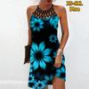 Летнее модное сексуальное платье без рукавов, мягкое повседневное платье с 3D принтом подсолнечника, платье на бретельках без рукавов, летнее платье на подтяжках