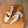 Женские туфли Мэри Джейн на массивном блочном каблуке с закрытым носком, квадратный носок, туфли-лодочки для свадебной вечеринки, туфли Мэри Джейн на низком каблуке с ремешком на щиколотке