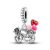 Copper Red Car Motorcycle Locomotive Bicycle Pink Car Keys Charms Pendents Fit Original Pandach Bracelet Charms Diy Jewelry