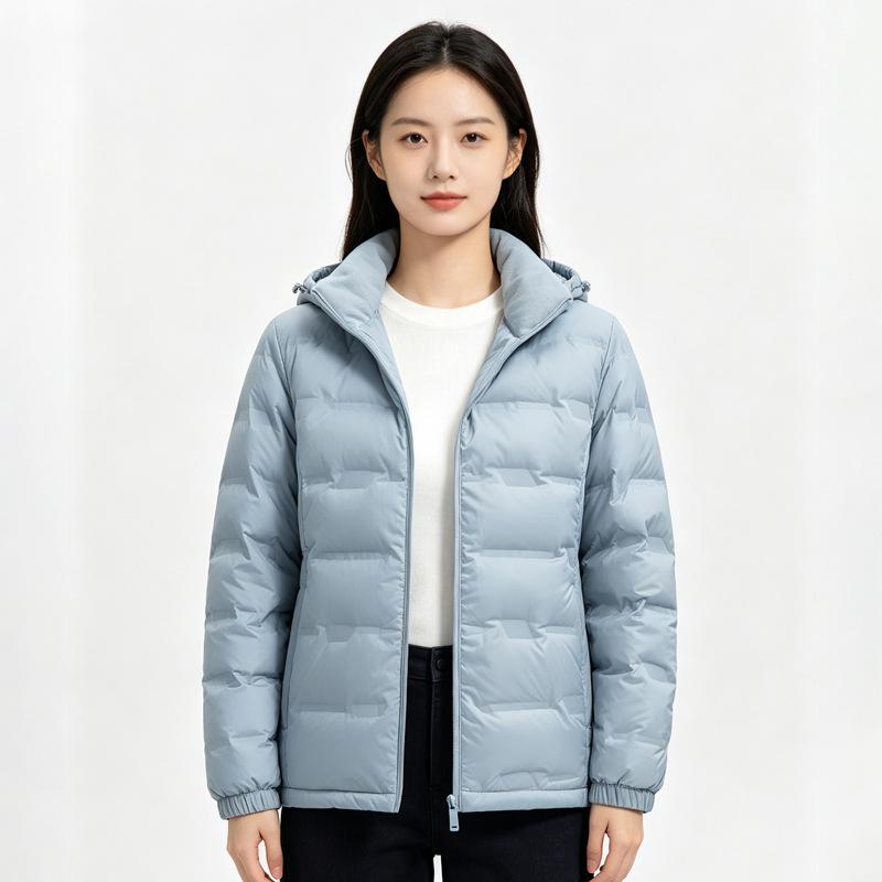 Winter white duck down jacket removable hooded thermal jacket