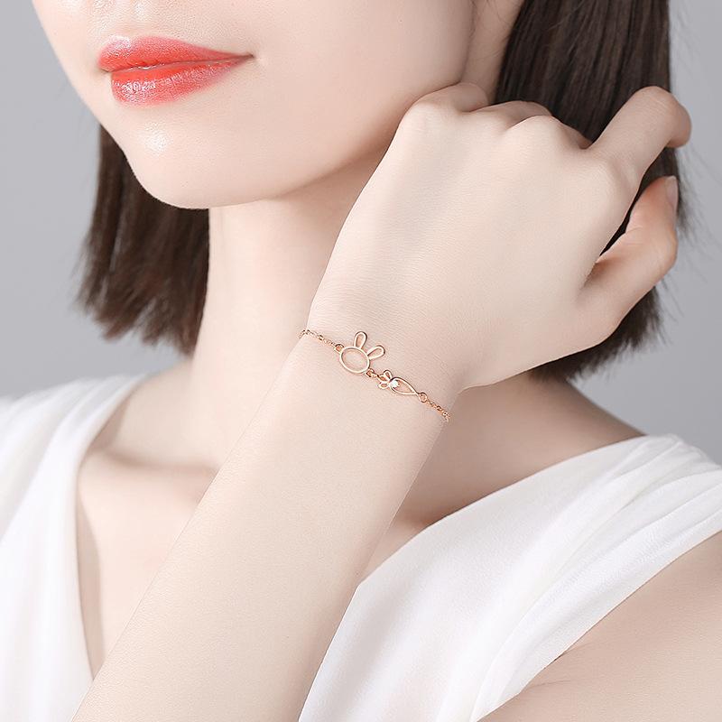 Серебряный браслет S925 для мужчин и женщин, пара кроликов-морковей, лучшие друзья, японский и корейский милый браслет с сердечками для девочек, маленький браслет из свежего леса