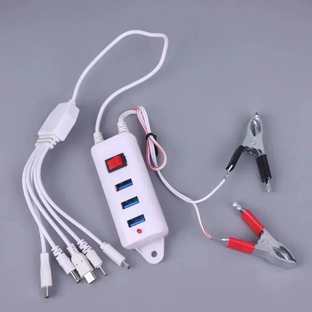 USB-зарядное устройство с клипсой и переключателем, три USB-выхода для одновременной зарядки телефонов, планшетов и других устройств, дизайн из ABS-пластика