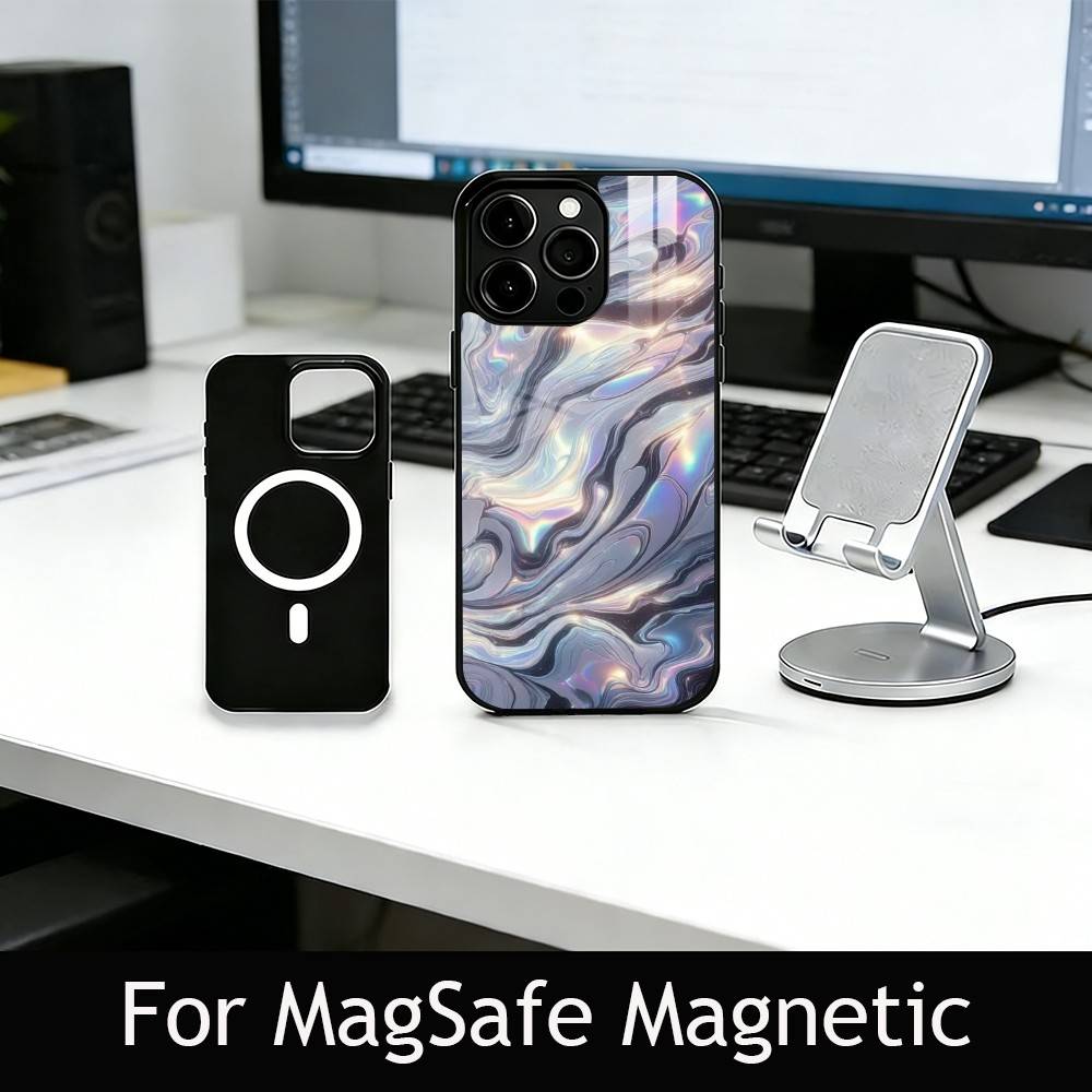 Металлический узор Чехол для телефона Для iPhone17,16,15,14,13,12,11 Plus,Pro Магнитный с Magsafe Беспроводная зарядка