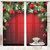 2 Pieces, Christmas Tree Branches, Christmas Ball Curtains -30% Blackout - Suitable for Living Room, Bedroom, Kitchen, Home Deco