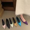 French Temperament Satin Pointed Single Shoes Women's 2025 Summer New Shallow Mouth Senior Fairy Gentle Soft Sole Grandma Shoes