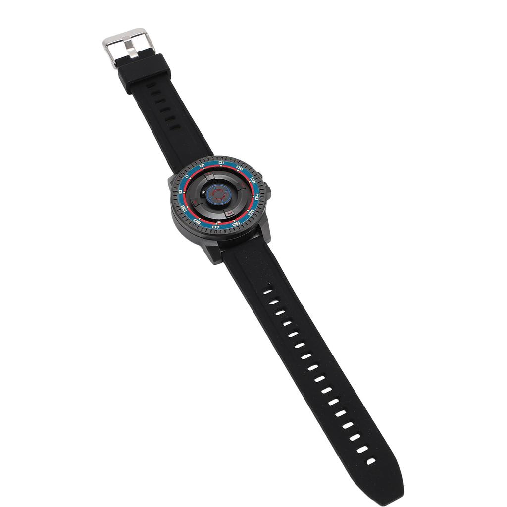 Magnetic Suspension Watch Unisex Cool Waterproof Quartz Wrist Watch for Couples with Black Shell Red Blue Circle
