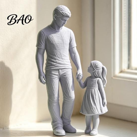 Long-lasting Home Ornament Father and Daughter Figurines, Dad Statues Warm Hand-Holding Design, Solid Weight Figurine Sculpted Handmade Figures Gifts