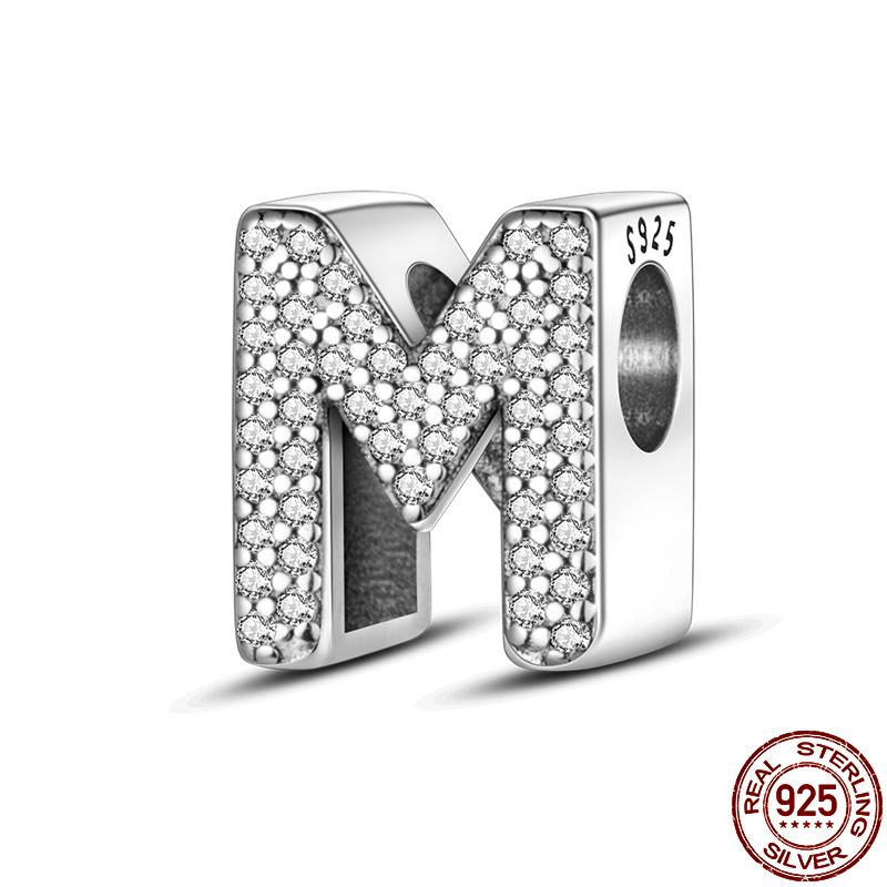 Silver 925 Charms Original Fit Original Bracele Silver Classic 26 Letters Beads Diy Charm For Women Jewelry
