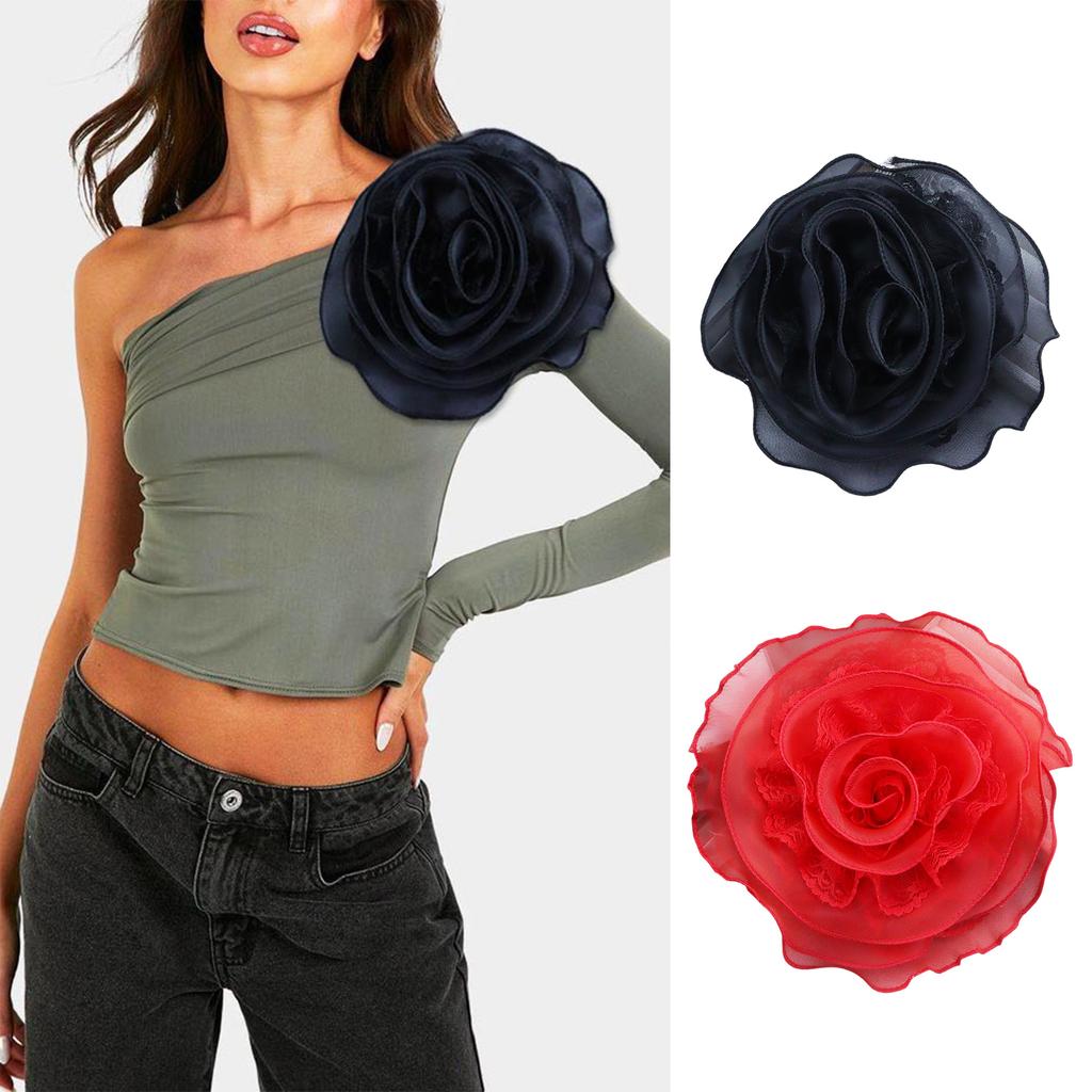 Элегантная сетчатая кружевная окантовка с большим цветком, брошь, модная тканевая булавка с цветком и кружевными краями, современный цветочный корсаж, булавка на лацкан