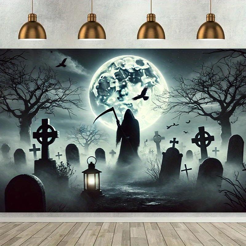 Background banner 1 piece cemetery night ghost scene background fabric for wall decoration polyester fiber wall coveringzyc