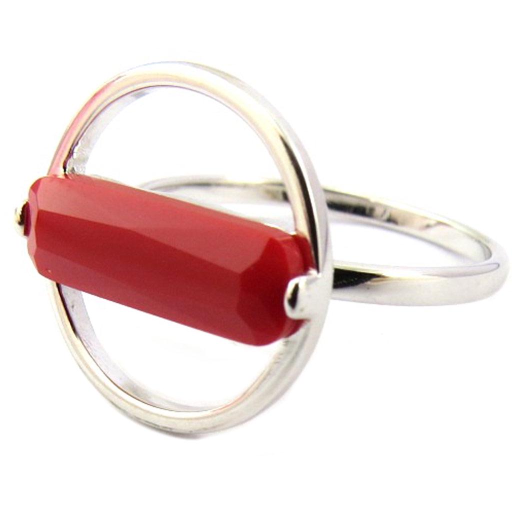 Silver Ring 'Boho' Silver Red (rhodium) - 16 Mm