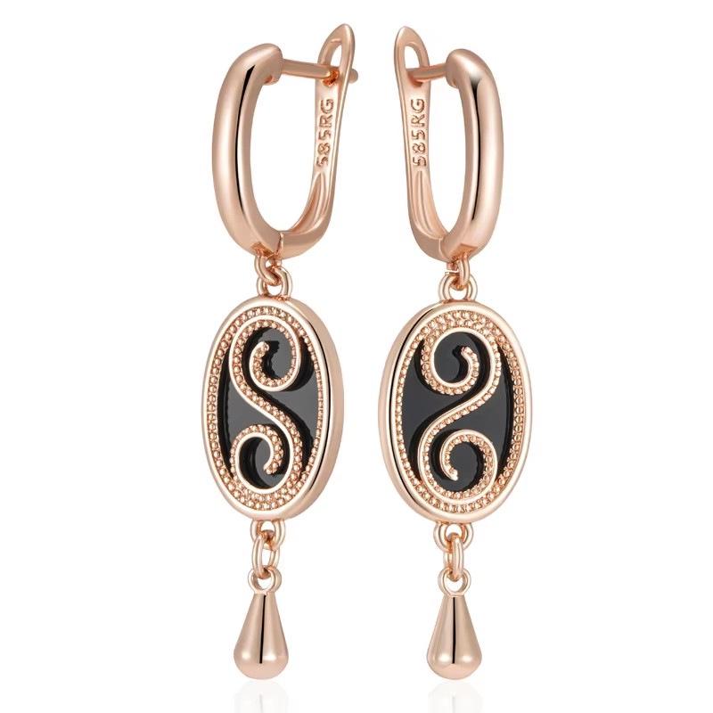Ins Cold Style Rose Gold Heart-Shaped Hollow Earrings for Women