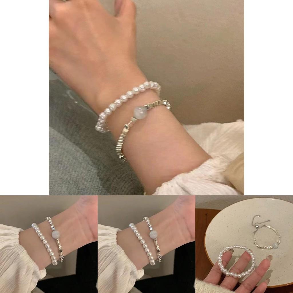 Изысканный многослойный браслет из неправильного серебристого жемчуга Шикарная модная бижутерия