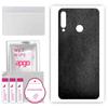 apgo Protective Skin Sticker for the Back Compatible with Tecno Spark Power, Wrap Film, Foil, Vinyl - Pattern Black Leather