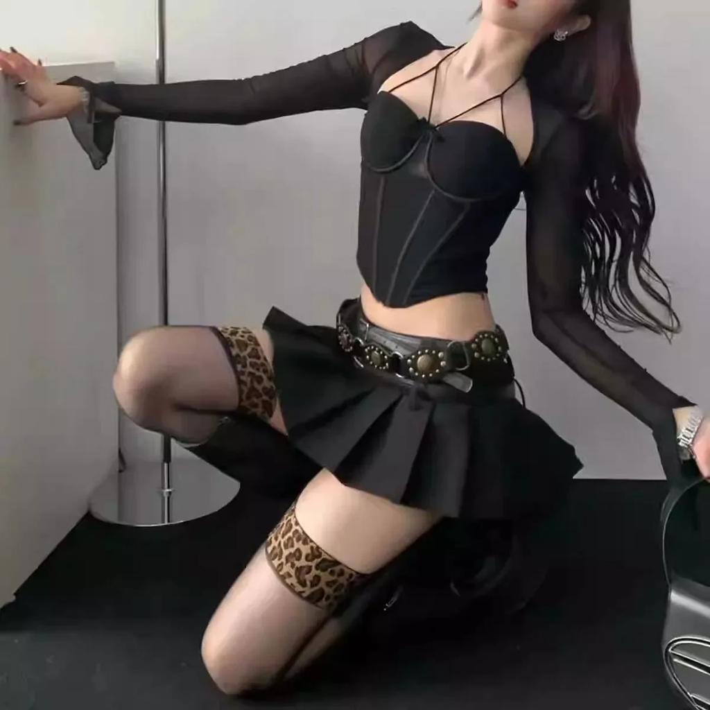 Женские прозрачные чулки до бедра с леопардовой отстрочкой, нескользящие силиконовые шелковые чулки выше колена, длинные носки, нижнее белье, чулочно-носочные изделия