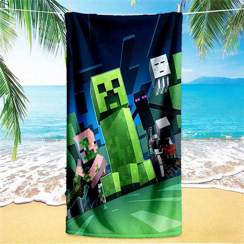 1pc Minecraft Pixel Characters Adventure beach towel,quick drying absorbent beach towel Y73049