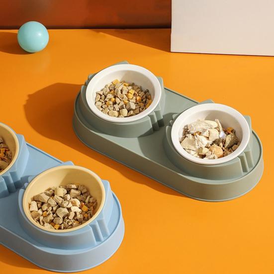 Миска для домашних животных, приподнятая, для собак, одинарная/двойная, непроливающаяся, противоскользящая, для кошек, кормушка для корма и воды для домашних животных