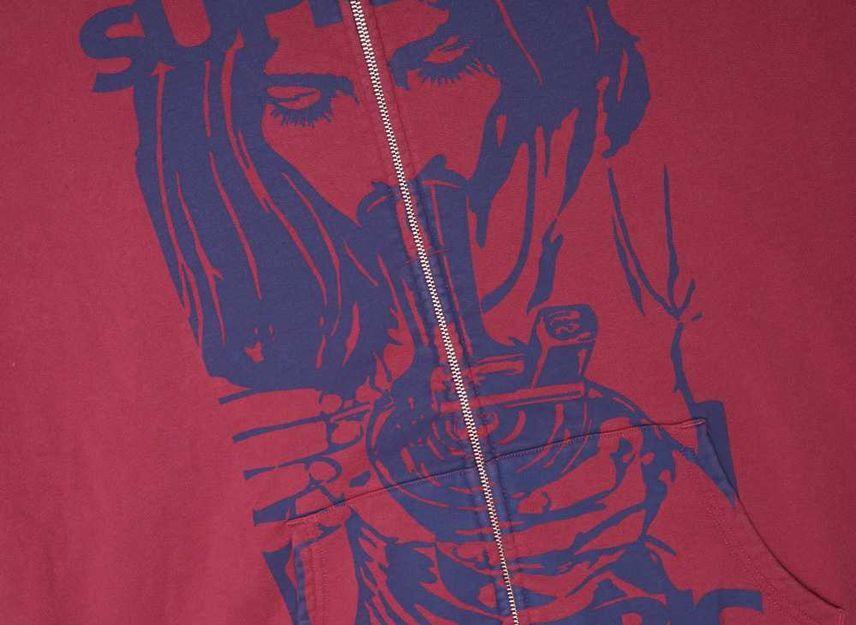 Supreme HYSTERIC GLAMOUR Thermal Lined Zip Up Hooded Sweatshirt Red