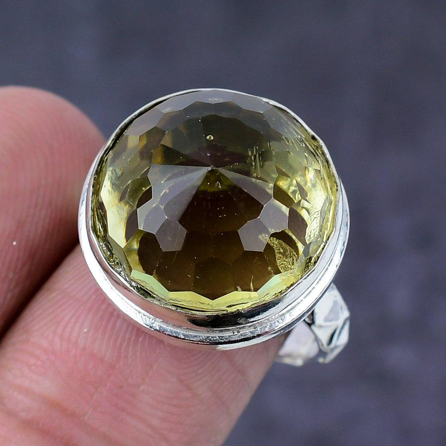 Citrine Gemstone Handmade 925 Sterling Silver Gift Jewelry Ring Size 8 n8c02