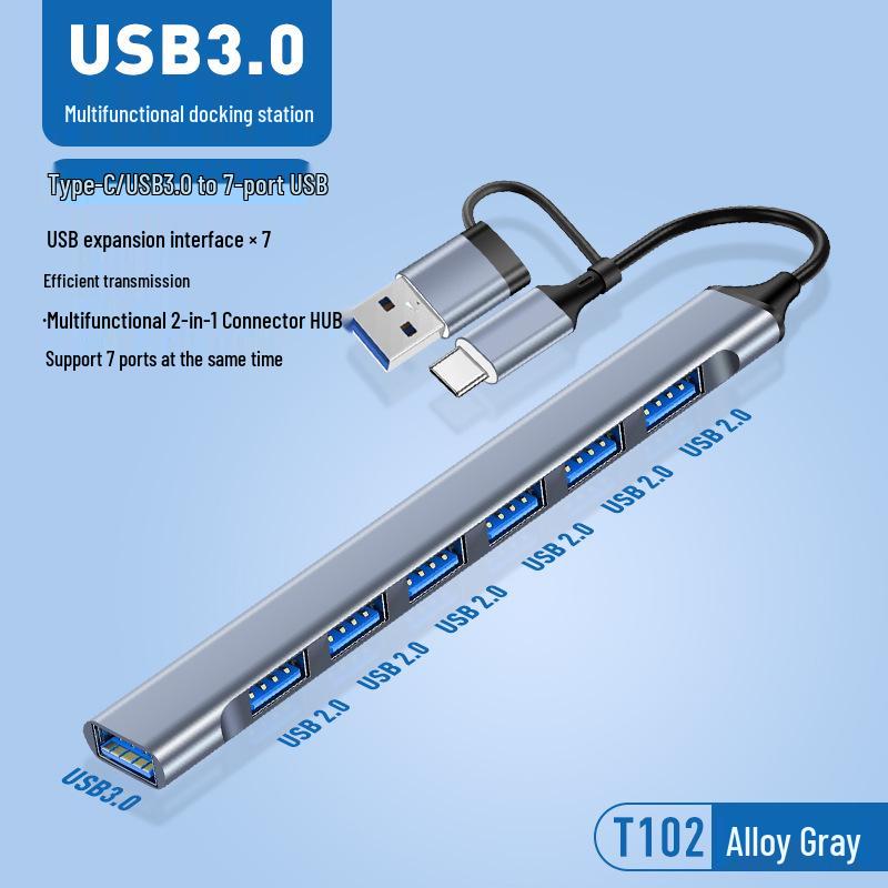 USB-концентратор 7-в-1, док-станция USB 3.0, многопортовый расширитель для компьютера и ноутбука с TYPE-C