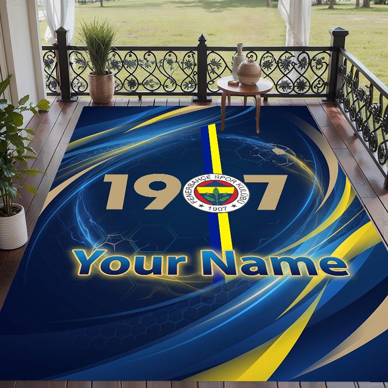 Custom Text Printed Rug Fenerbahçe FC Non Slip Floor Carpet For Home Room Decor
