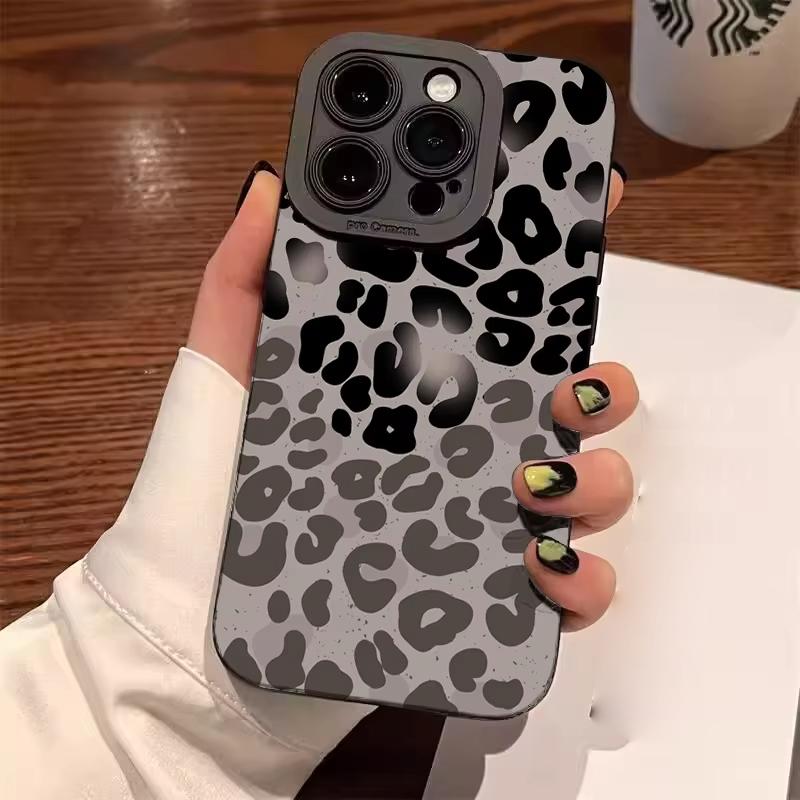Black Eyes And Leopard Print Phone Case For iPhone 17 16 15 14 13 12 11 Pro Max XS X XR Plus 16E Air Shockproof Bumper Cover