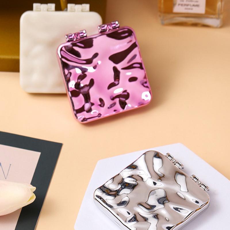 Портативное двустороннее складное косметическое карманное зеркало для макияжа с покрытием