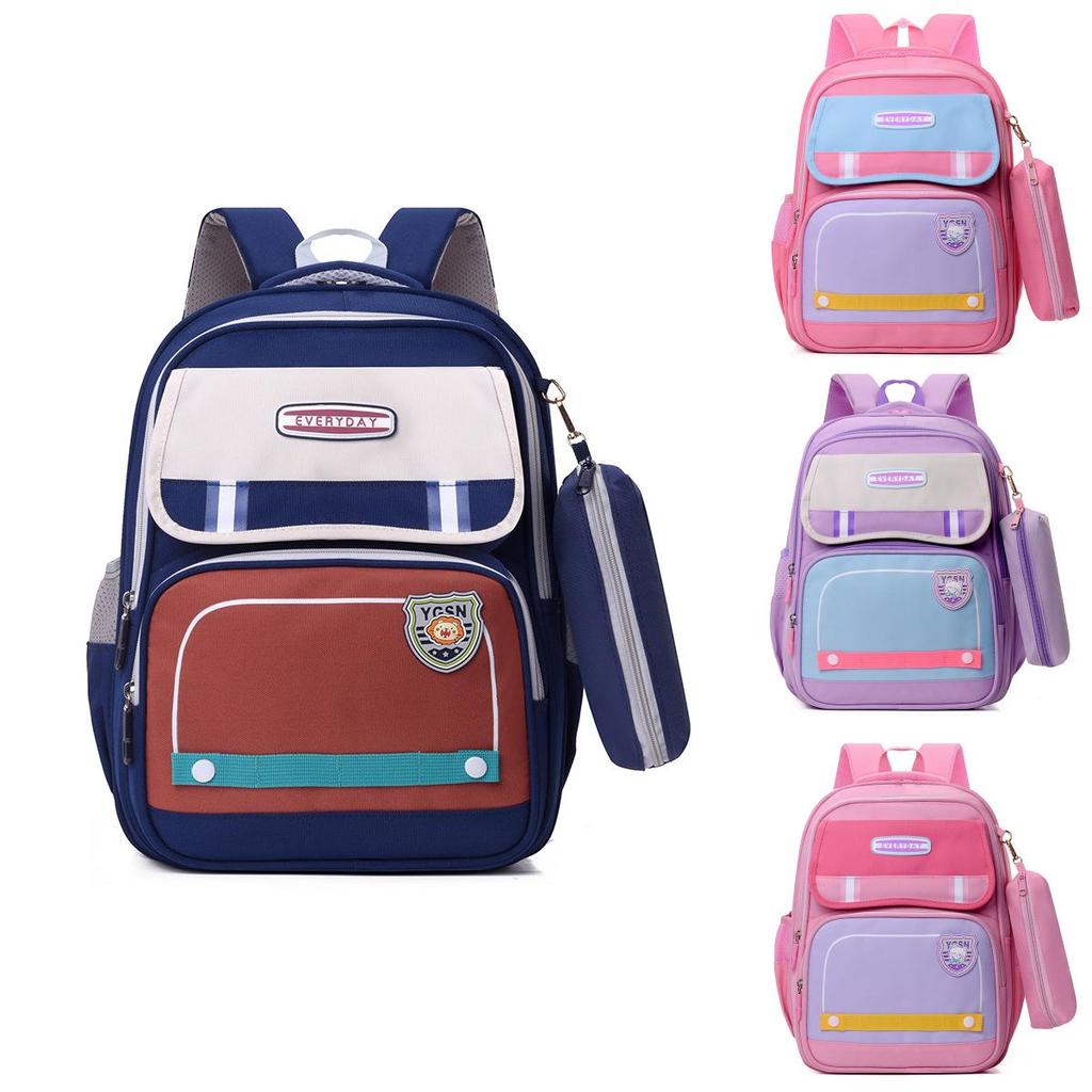 Charming Cartoon Nylon Backpack For 1st And 2nd Grade Kids With Spacious Capacity Cute Pencil Case