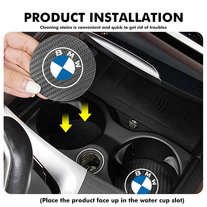 WQQ23 2pcs Car Coaster Water Cup Holder Anti-Slip Pads Accessories For BMW 1 3 5 7 Series M F01 F20 F10 F13 E52 E53 E60 E93